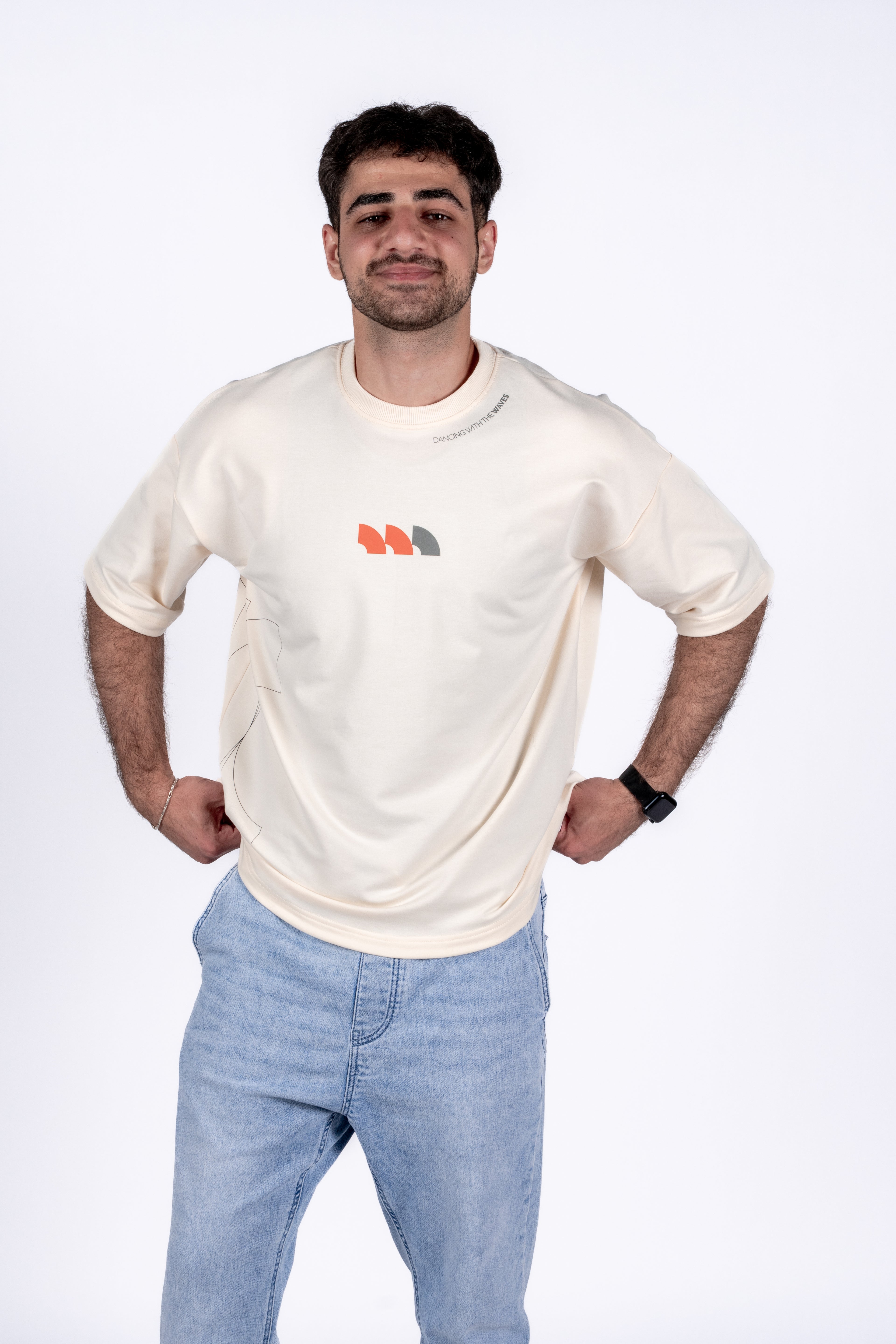 Oversized "Dancing With The Waves" Creamy Unisex T-Shirt