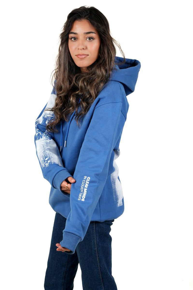 Blue "Clear Minds In Cloudy Days" Unisex Hoodie