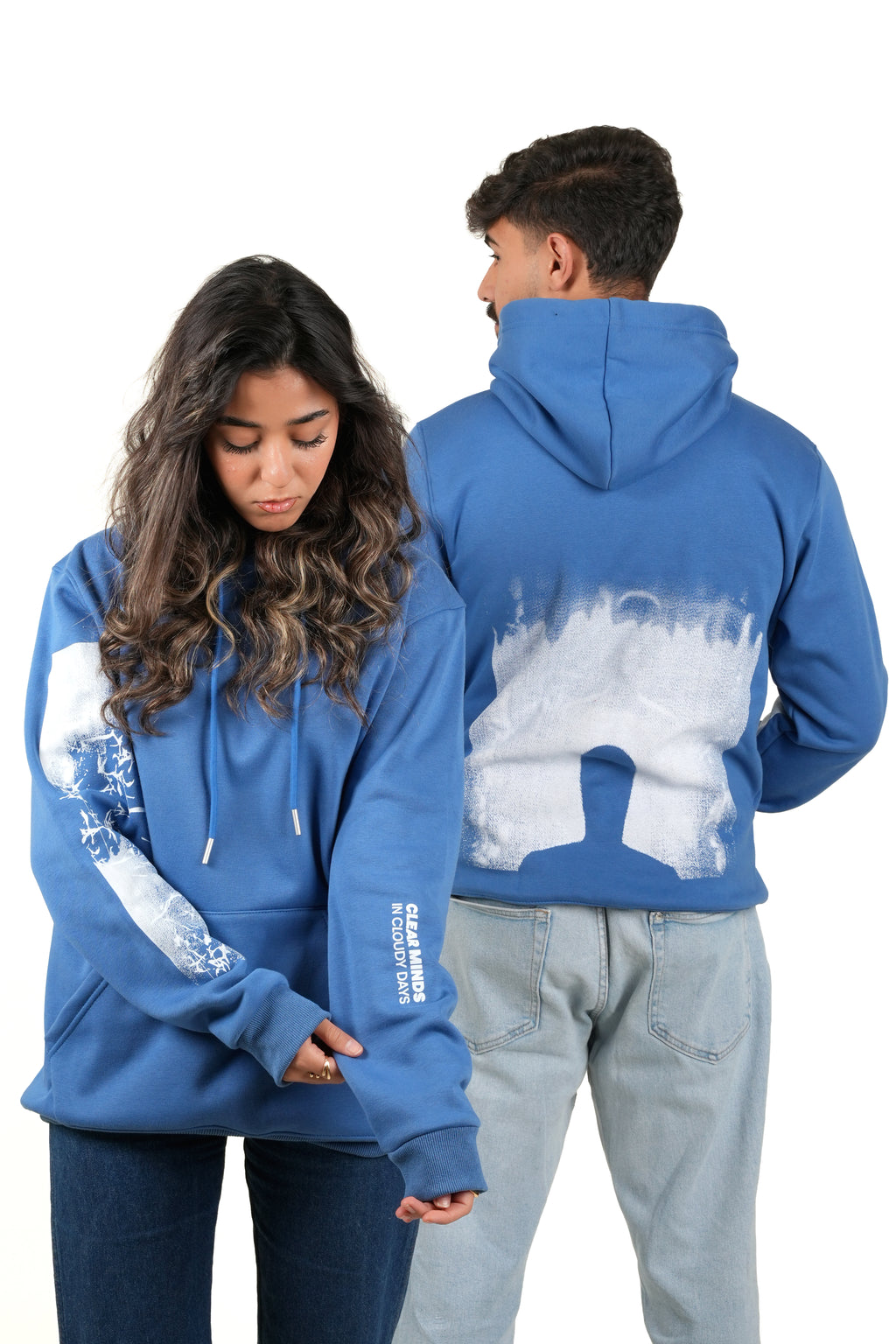 Blue "Clear Minds In Cloudy Days" Unisex Hoodie