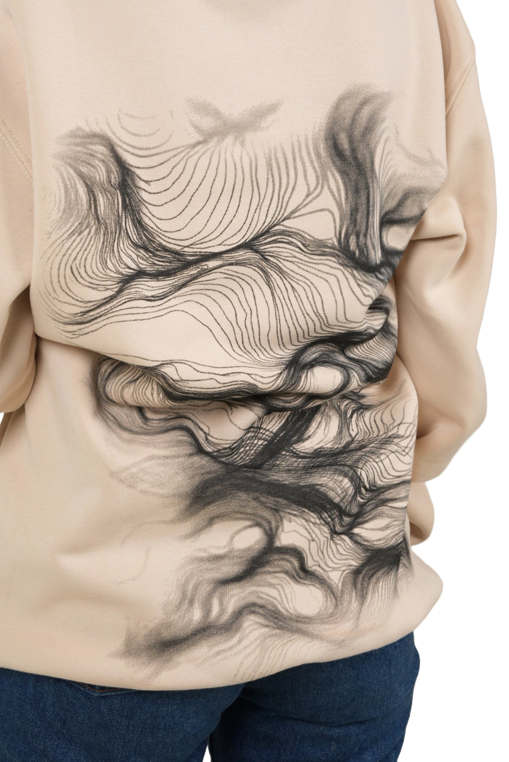 Beige "Drifting Through Silent Skies" Unisex Hoodie