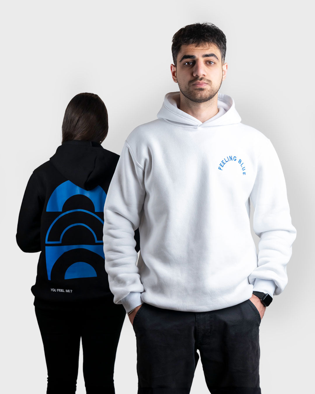 Black "Feeling Blue" Unisex Long Sleeve Comfy Hoodie :(