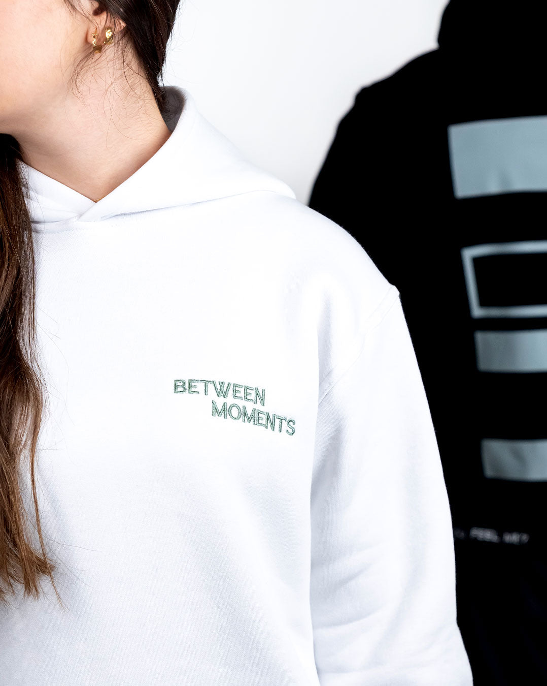 Black "Between Moments" Unisex Long Sleeve Comfy Hoodie :|
