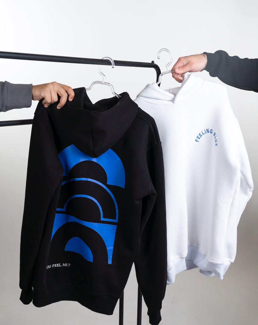 Black "Feeling Blue" Unisex Long Sleeve Comfy Hoodie :(