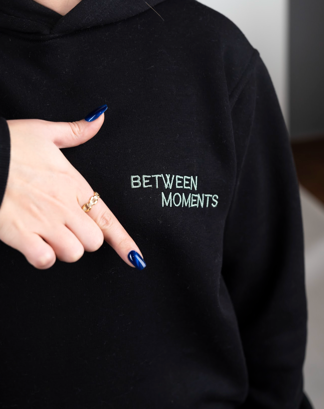 Black "Between Moments" Unisex Long Sleeve Comfy Hoodie :|