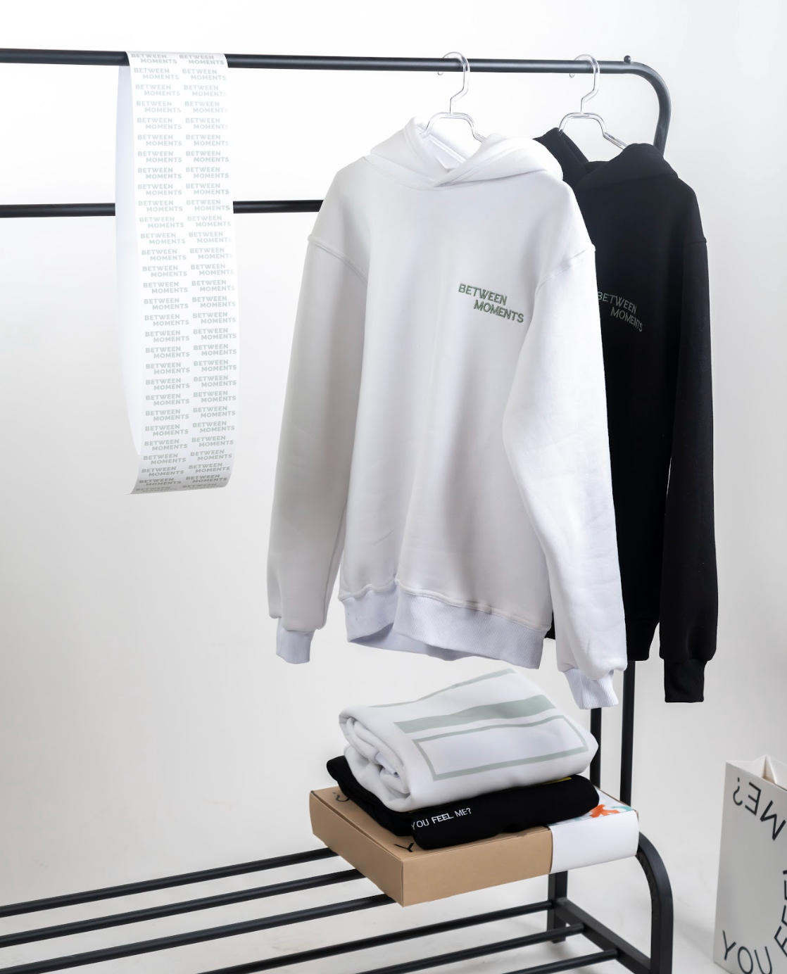 Black "Between Moments" Unisex Long Sleeve Comfy Hoodie :|