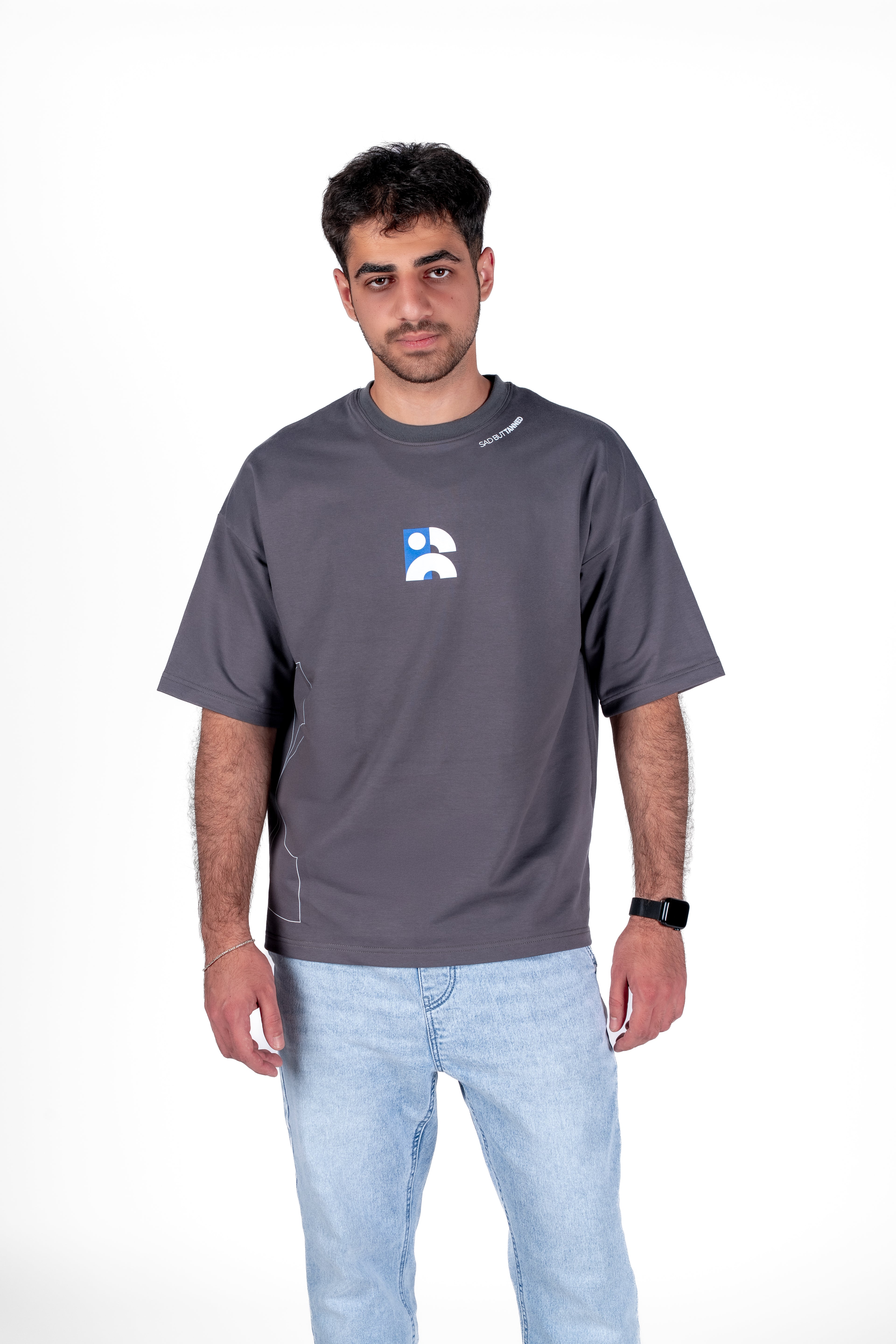 Oversized "Sad But Tanned" Gray Unisex T-Shirt