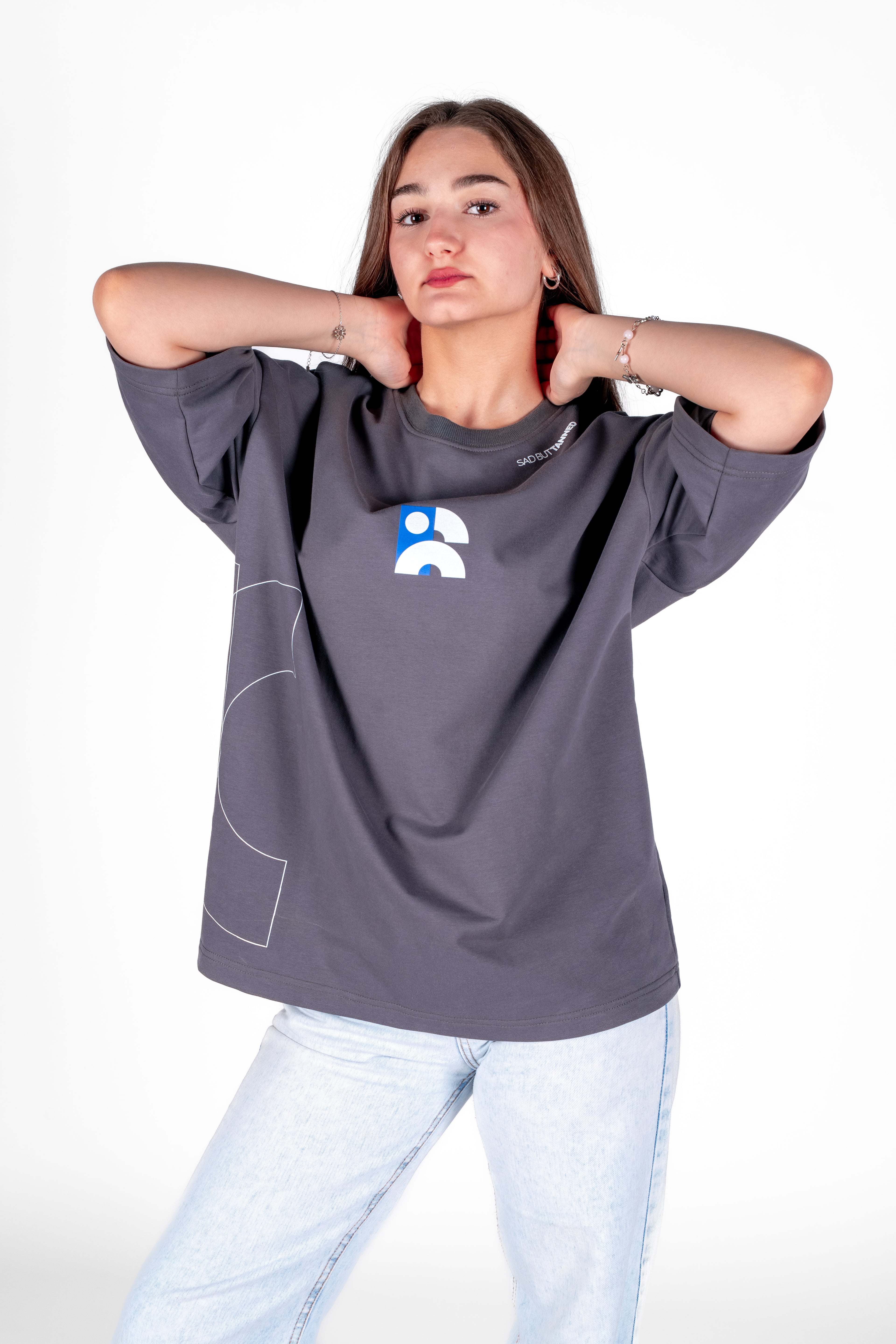 Oversized "Sad But Tanned" Gray Unisex T-Shirt