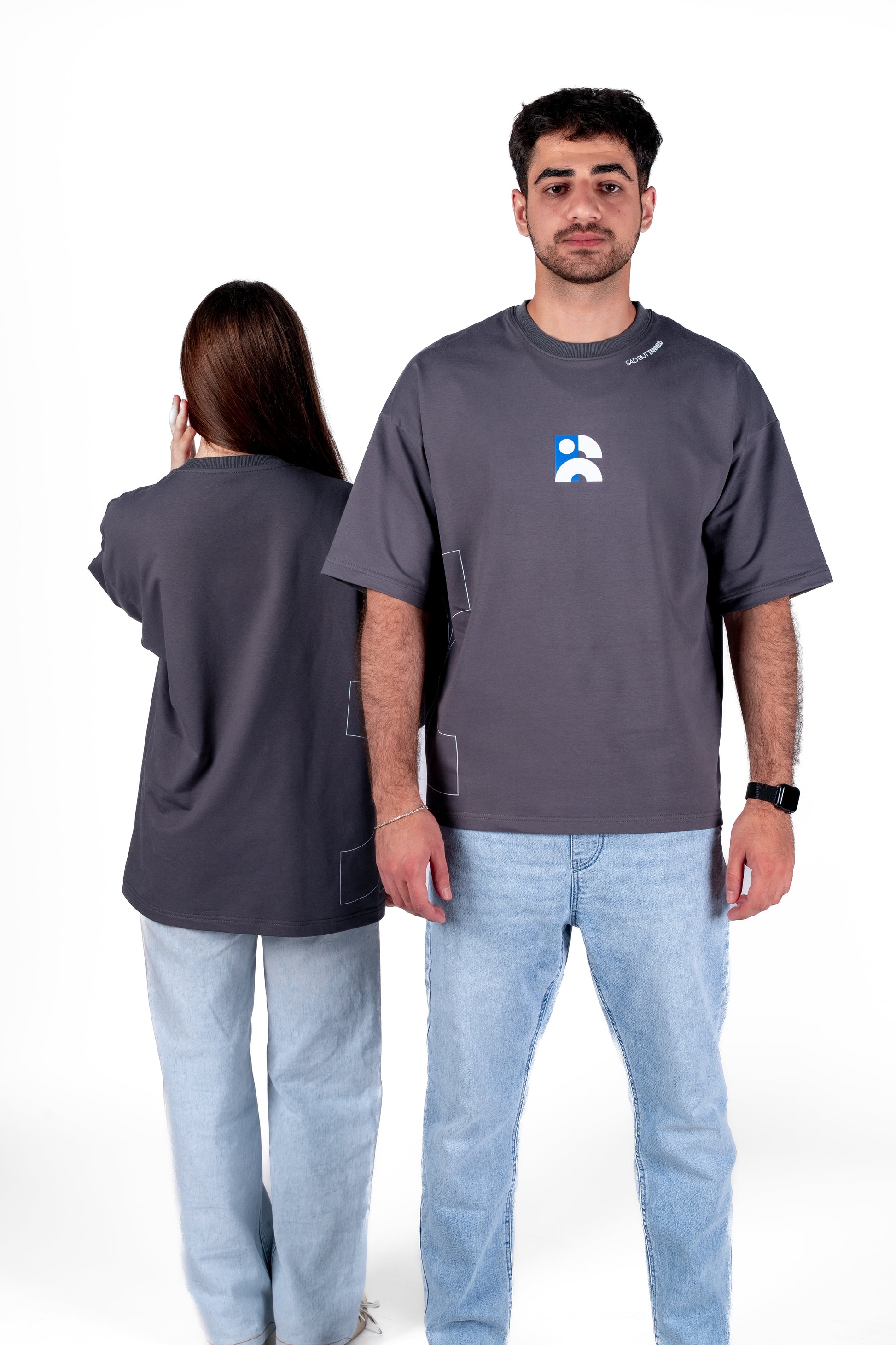 Oversized "Sad But Tanned" Gray Unisex T-Shirt