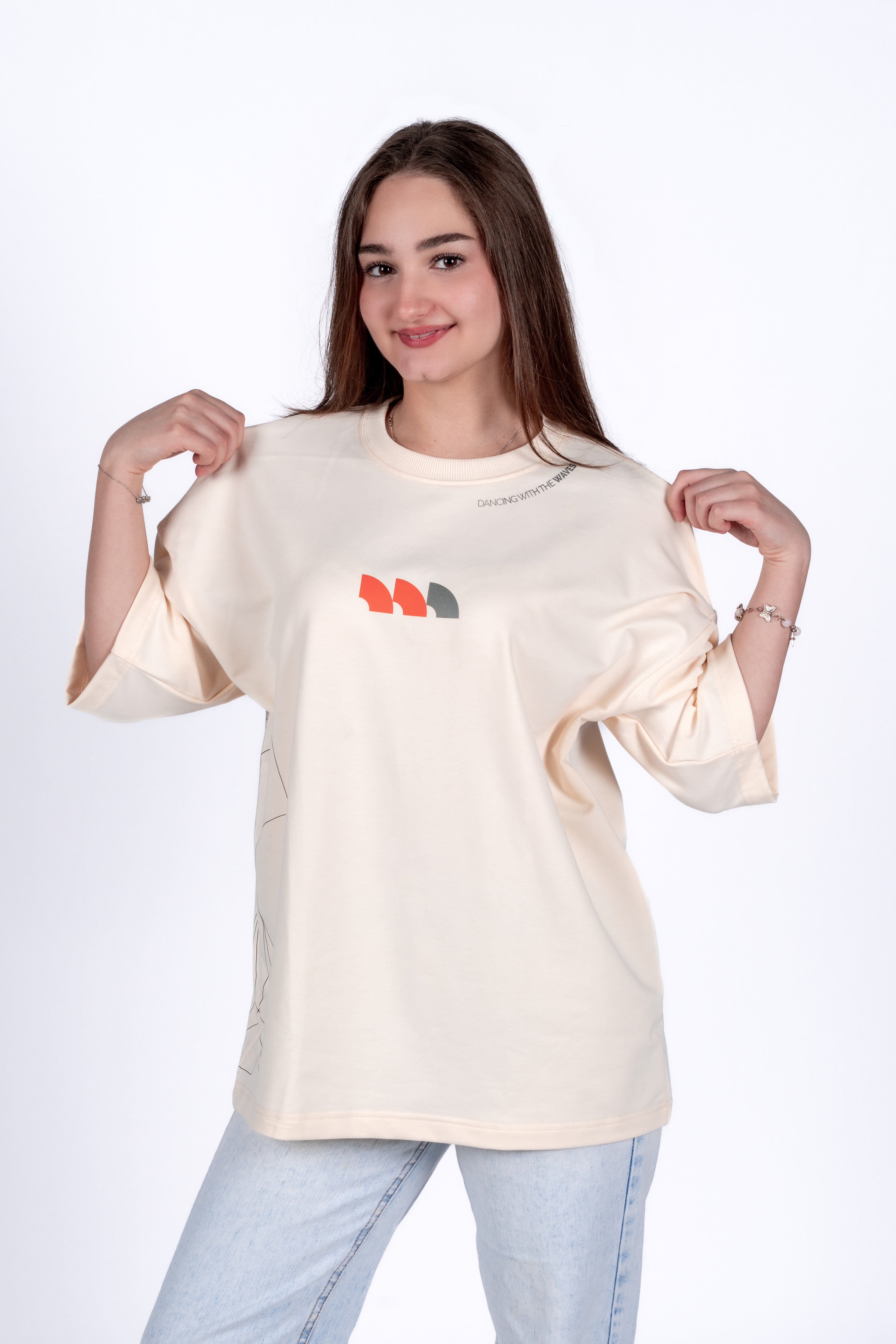 Oversized "Dancing With The Waves" Creamy Unisex T-Shirt
