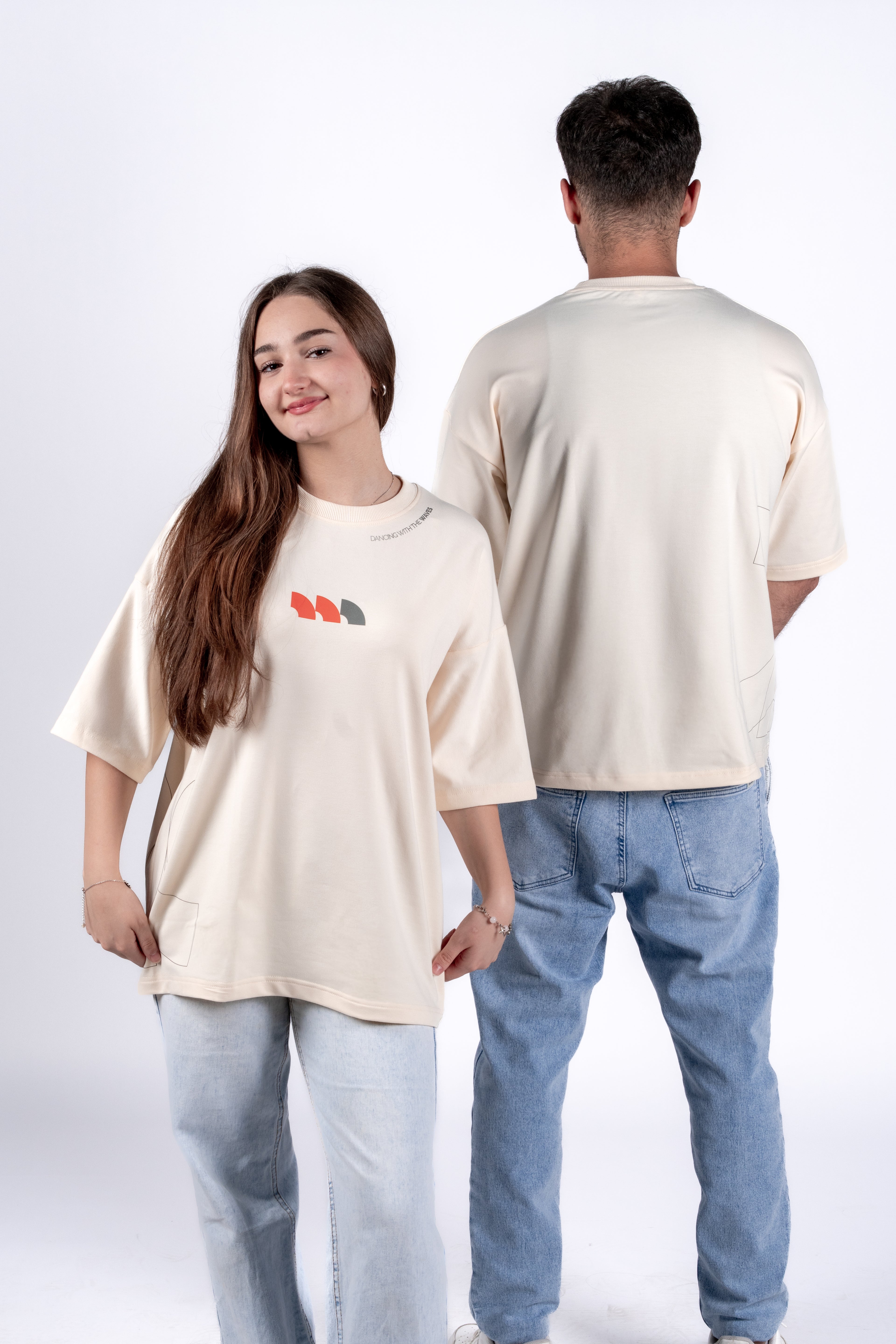Oversized "Dancing With The Waves" Creamy Unisex T-Shirt